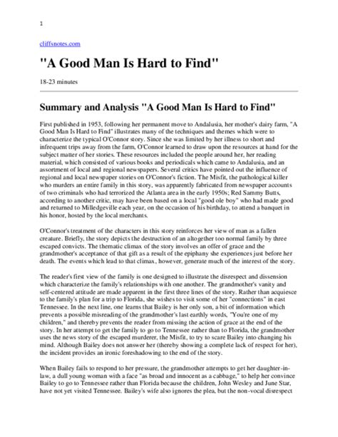 a good man is hard to find short story analysis